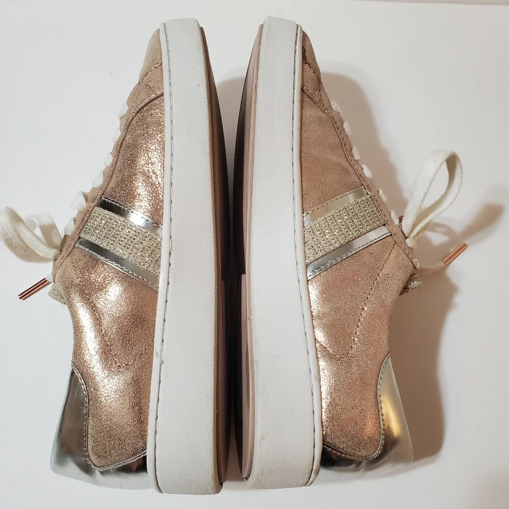 Michael Kors Keaton Stripe Metallic Mixed Leather Sneakers